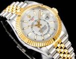 AR Factory Rolex Sky-dweller 42*14.5mm 316L Steel Two-tone Gold Jubilee Bracelet 9002 Movement White Watch